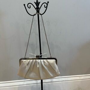 La Regale Silver Satin Clutch